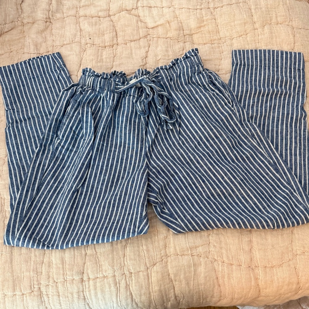 Chambray Striped Drawstring Pants